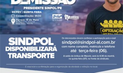 O SINPOL-PE parabeniza todos os Policiais Civis envolvidos na