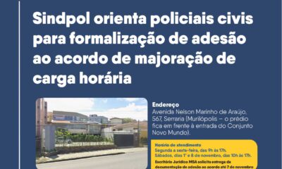 Sindpol orienta policiais civis para formalização de adesão ao acordo de majoração de carga horária