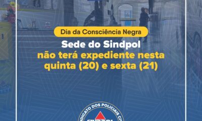 Dia da Consciência Negra: sede do Sindpol não terá expediente nesta quinta (20) e sexta (21)