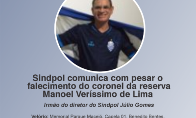 Sindpol comunica com pesar o falecimento do coronel da reserva Manoel Veríssimo de Lima