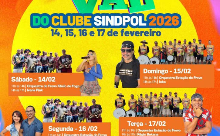 Carnaval seguro é no Clube Social Sindpol. Venha viver 4 dias de pura animação, alegria e segurança