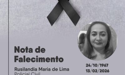 Nota de Falecimento da Policial Civil Rusilandia Maria de Lima