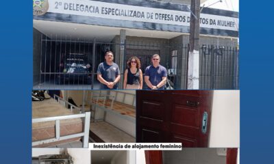 Sindpol constata estrutura precária, falta de alojamento feminino e déficit grave de efetivo na 2ª DEAM